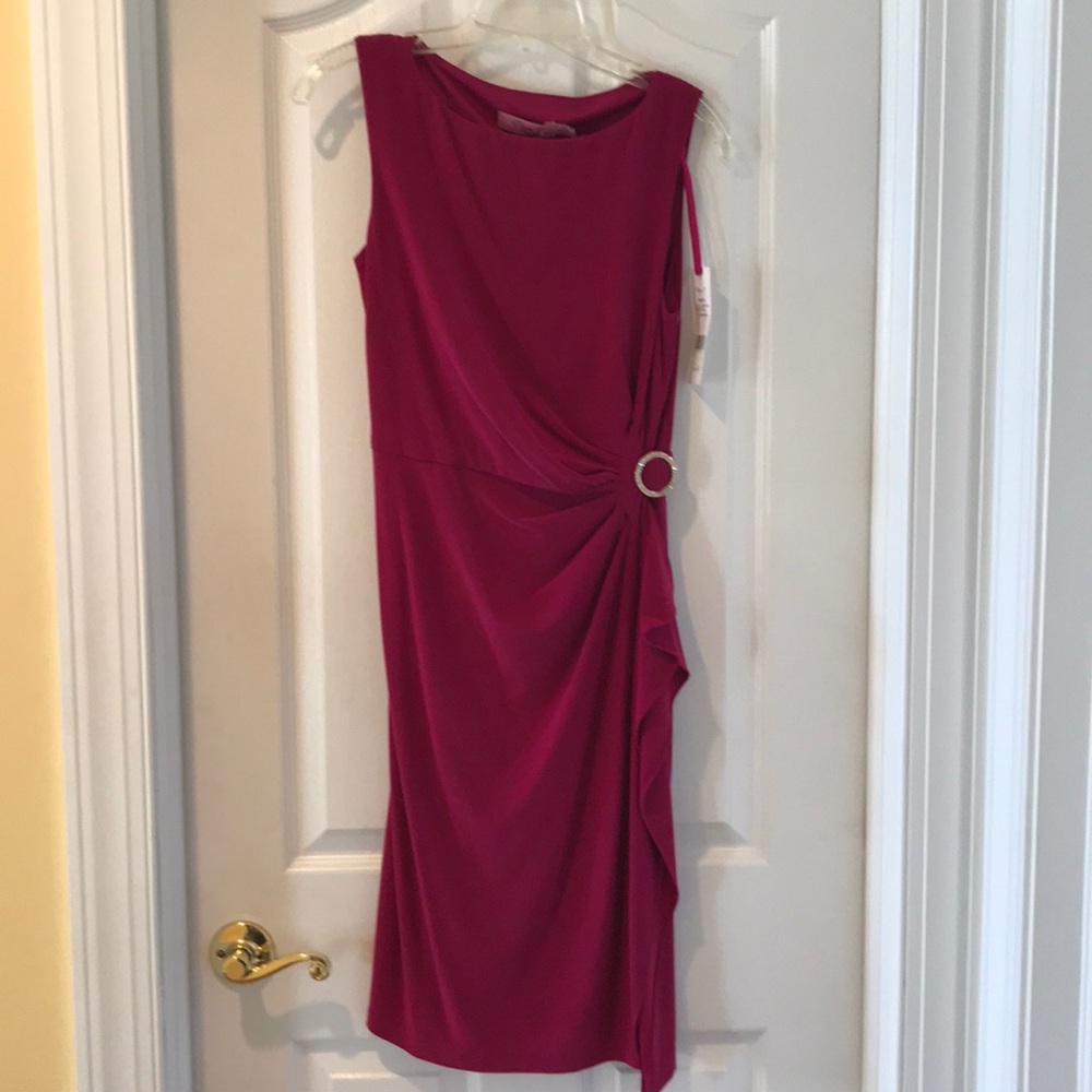 Pink dress. Rhinestone detail at waist